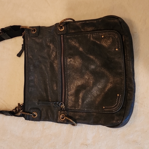 The Sak Dark Grey Leather Crossbody Purse Shoulder Bag - Picture 3 of 11